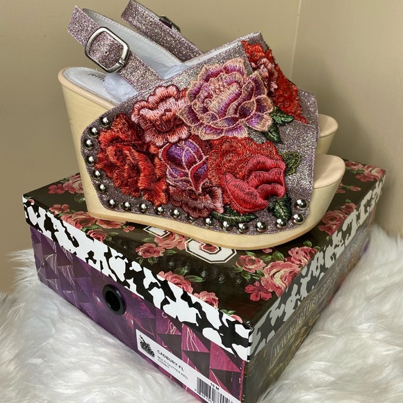 Jeffrey Campbell Cadbury Glitter Red Floral Sandal - Picture 5 of 11